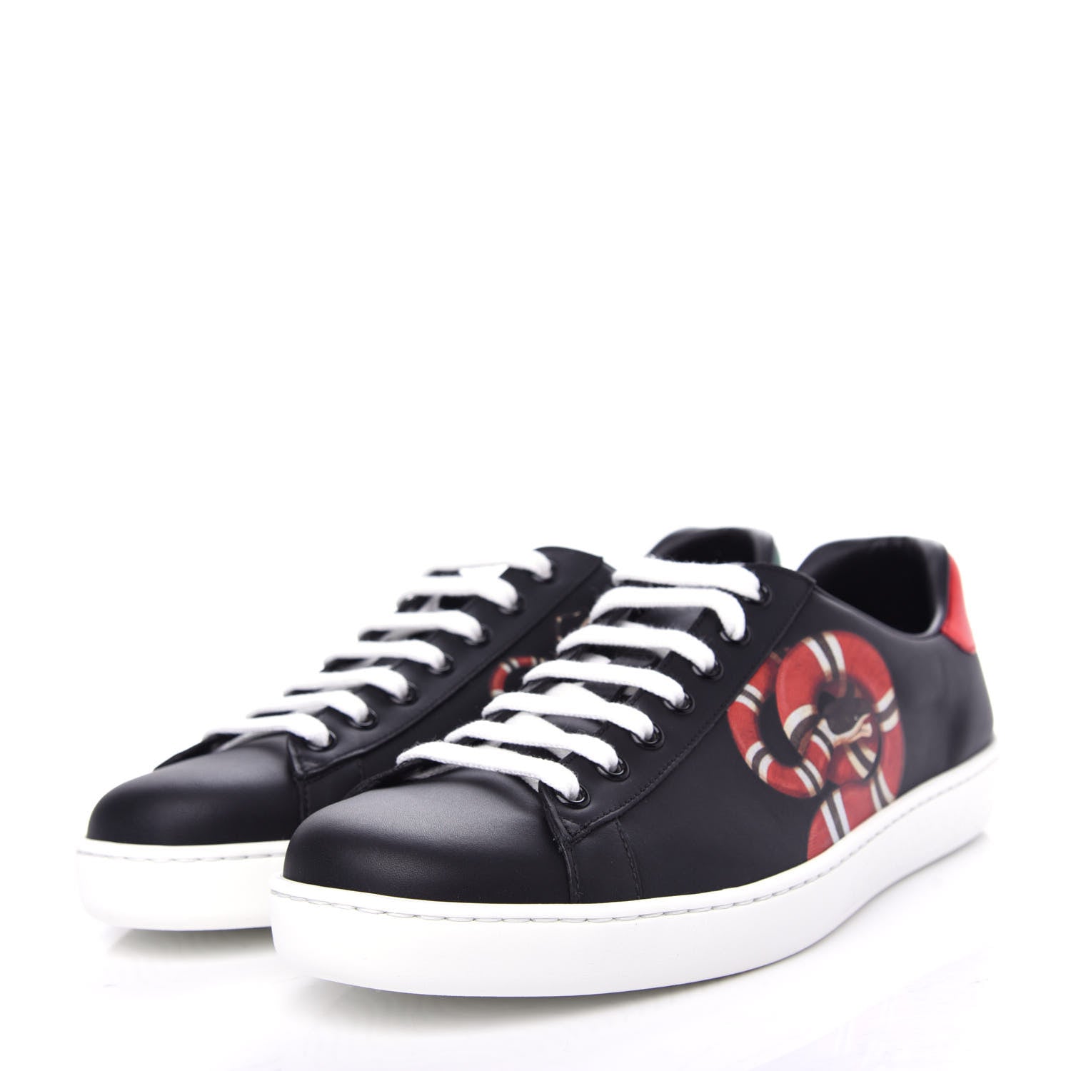 Gucci Calfskin Kingsnake Mens Ace Sneakers 8 Black Multicolor 3 of 11