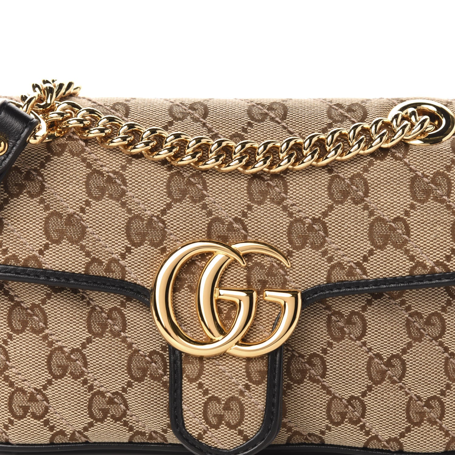 Gucci Monogram Matelasse Diagonal Mini GG Marmont Shoulder Bag Beige Black 11 of 11