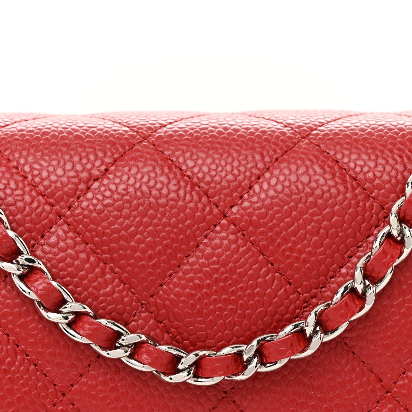 Caviar Quilted Wallet On Chain WOC Red