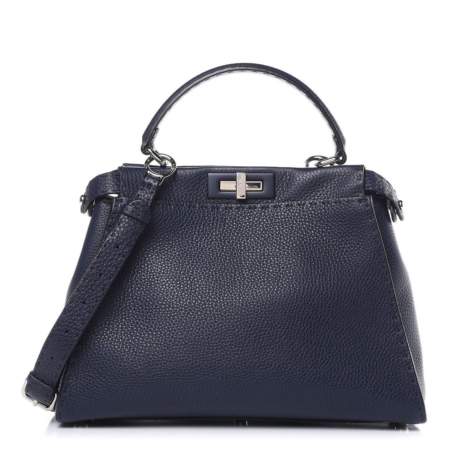 Cuoio Romano Selleria Medium Peekaboo Iconic Satchel Blue Notte