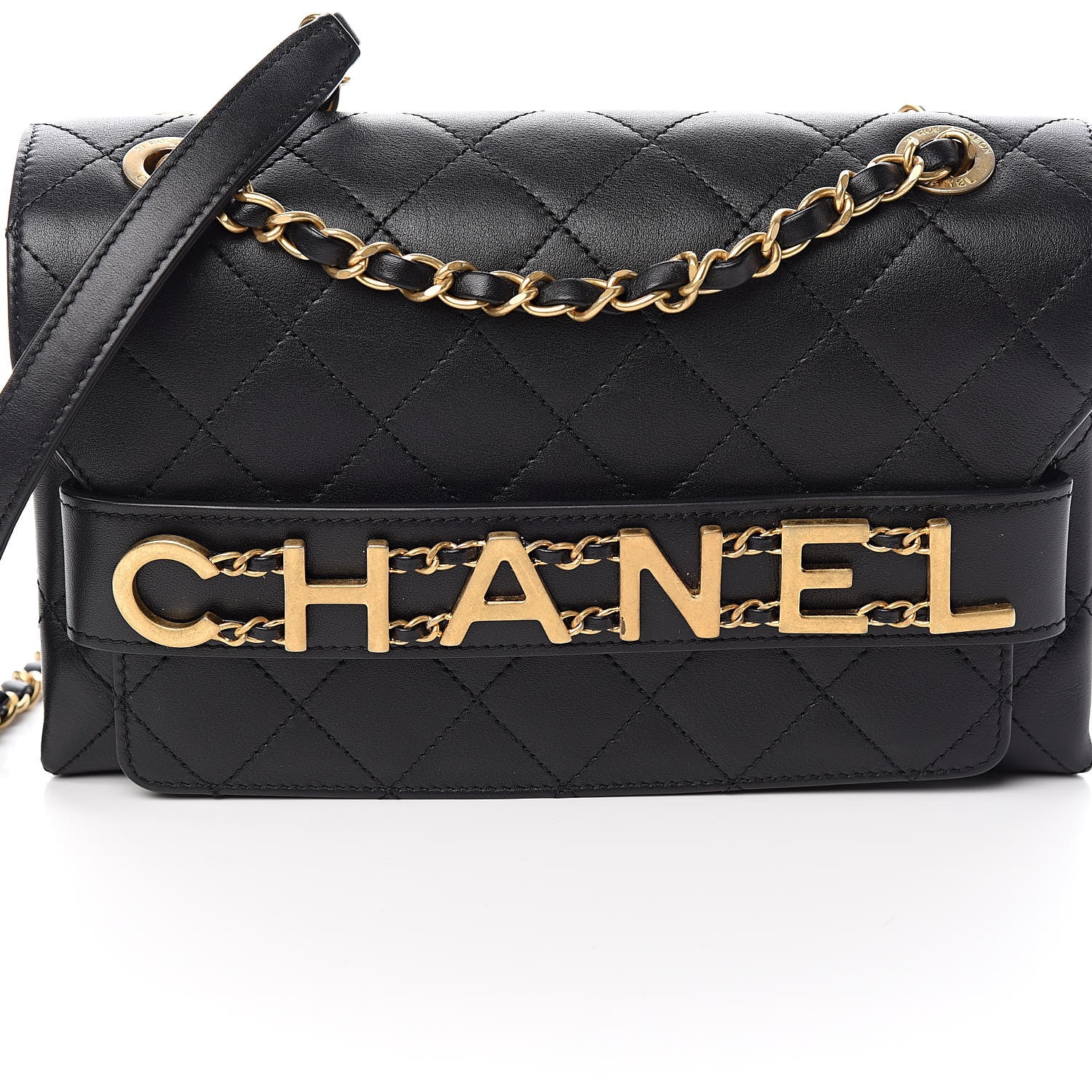 Chanel Calfskin Quilted Enchained Flap Black 14 of 15