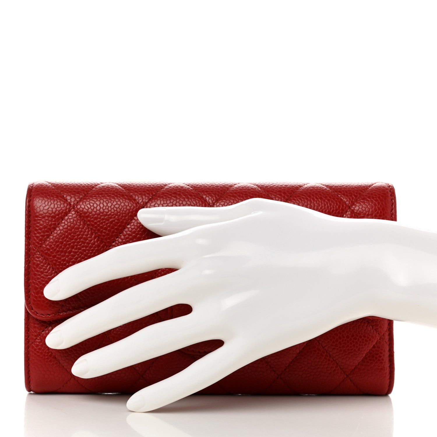 Chanel Caviar Quilted Long Flap Wallet Dark Red 2 of 8