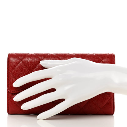 Chanel Caviar Quilted Long Flap Wallet Dark Red 2 of 8