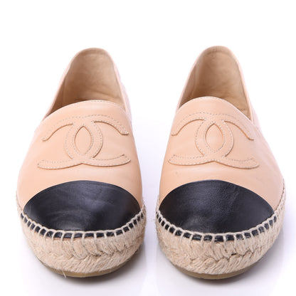 Chanel Lambskin CC Espadrilles 37 Beige Black 2 of 8