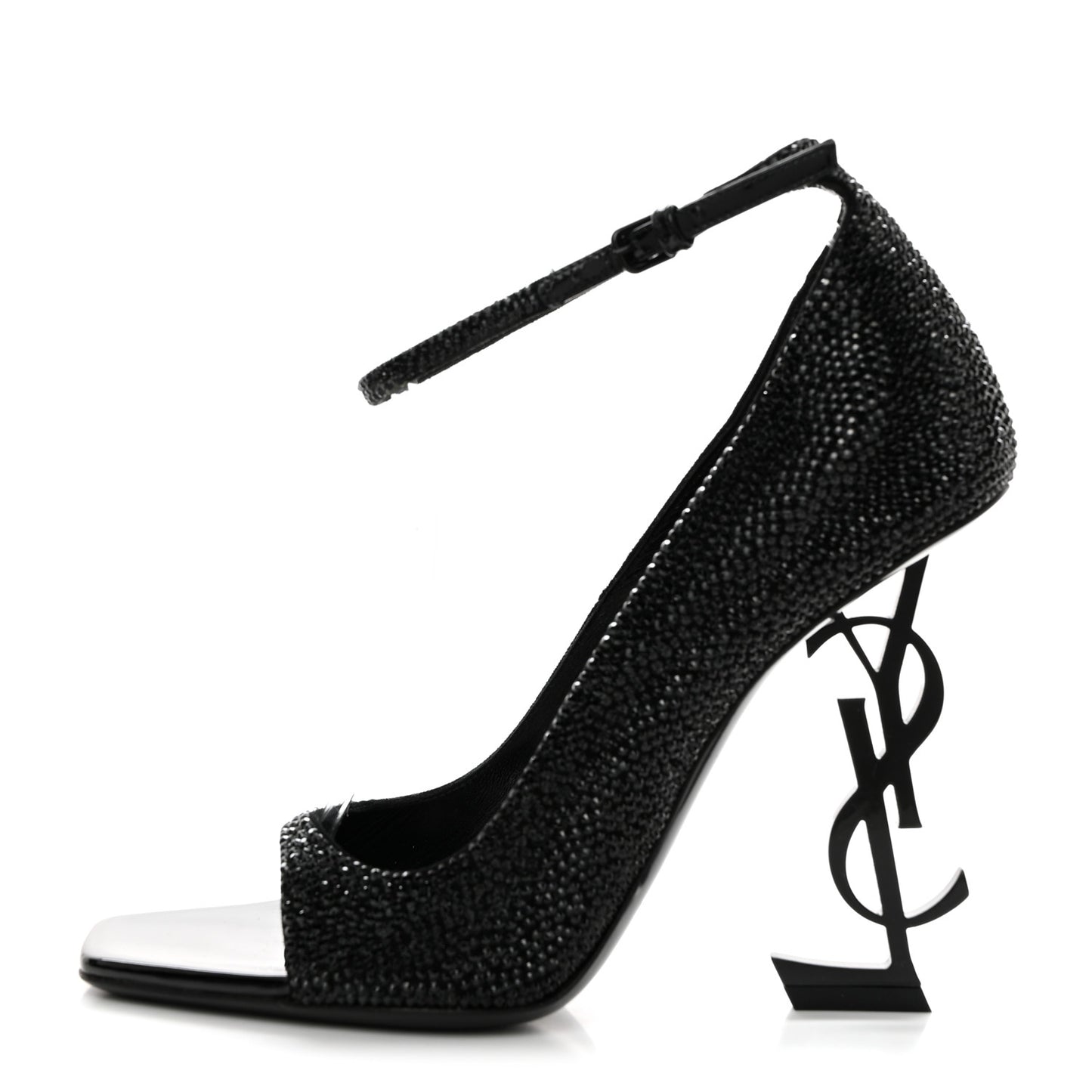 Crystal Embellished Opyum Ankle Strap Sandals 37 Black