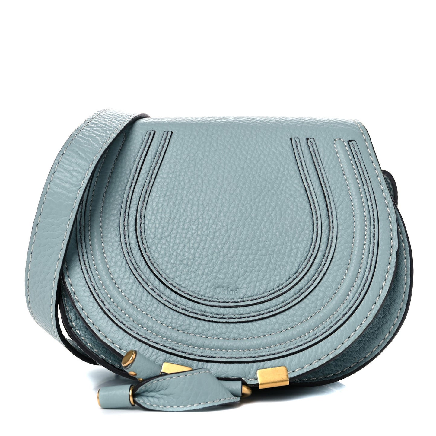 Calfskin Mini Marcie Round Crossbody Bag Rainy Blue