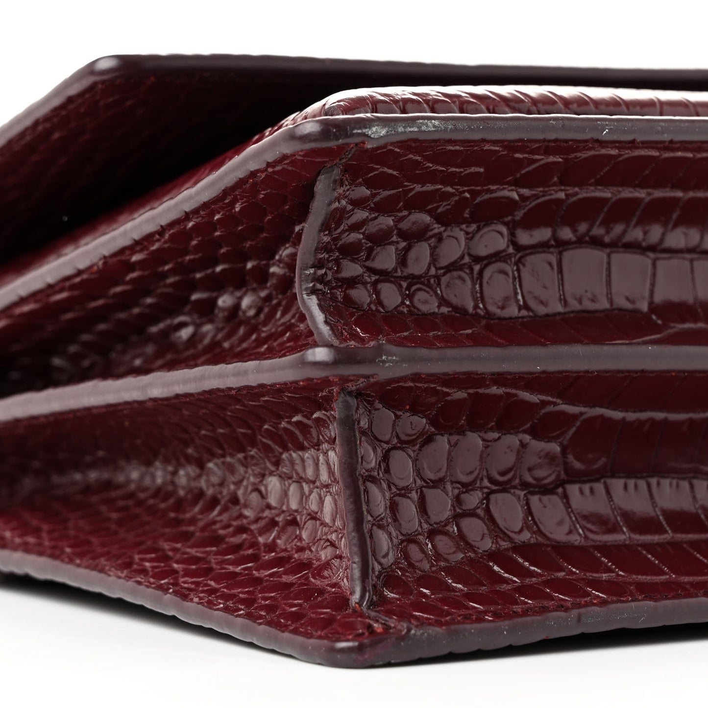 Calfskin Crocodile Embossed Medium Monogram Sunset Rouge Legion