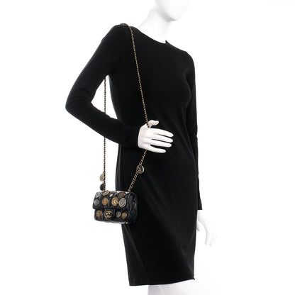 Chanel Aged Calfskin Quilted Extra Mini Medallion Flap Black 2 of 7