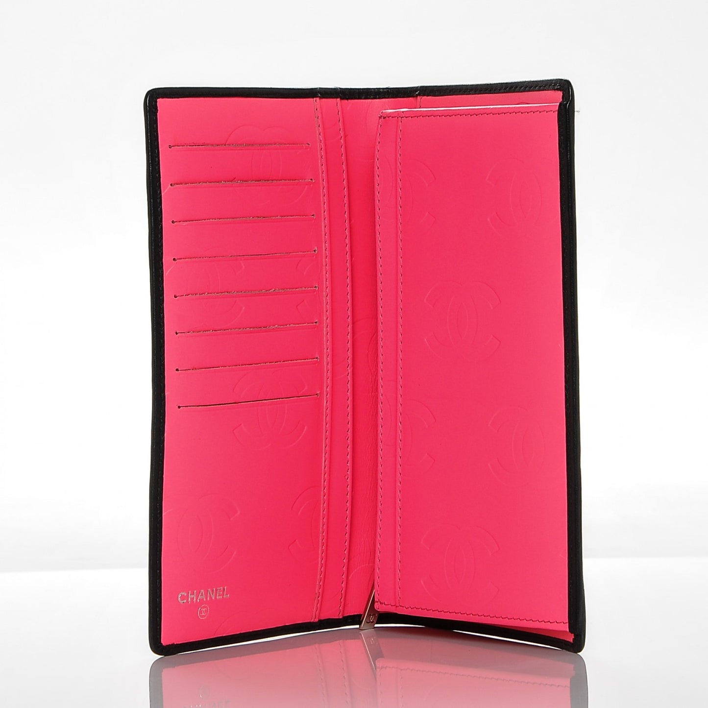 Calfskin Quilted Cambon Yen Wallet Black