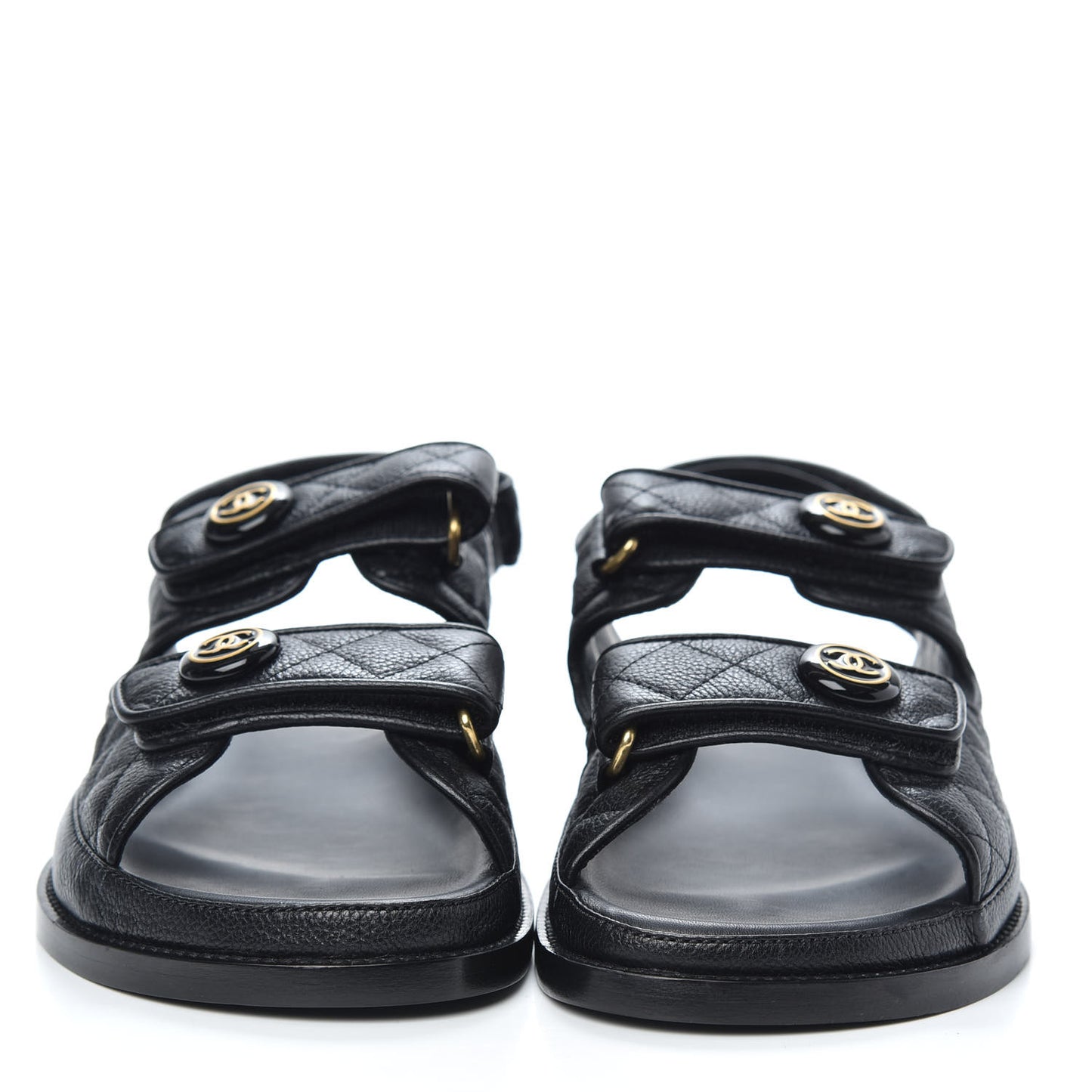 Grained Calfskin Velcro Dad Sandals 40 Black