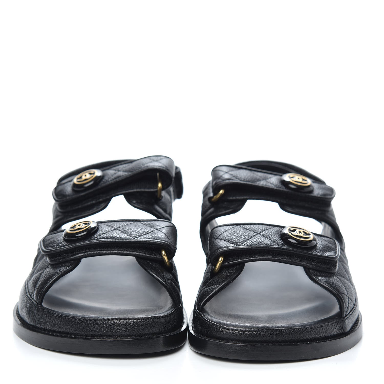 Chanel Grained Calfskin Velcro Dad Sandals 40 Black 2 of 9