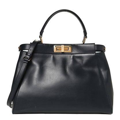Fendi Vitello Morgan Shiny Nappa Medium Peekaboo Iconic Satchel Lavagna Lago 1 of 11