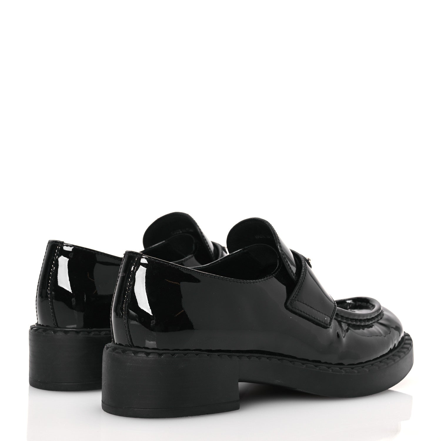 Prada Vernice Triangle 50mm Loafers 38 Black 4 of 12