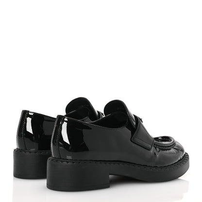 Prada Vernice Triangle 50mm Loafers 38 Black 4 of 12