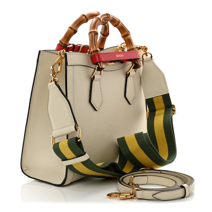 Gucci Textured Dollar Calfskin Web Small Diana Tote Bag Mystic White 3 of 10