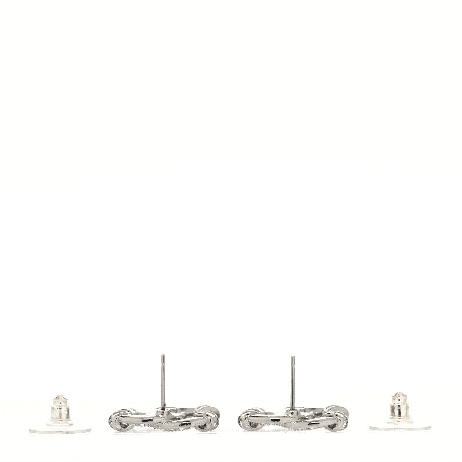 Chanel Crystal CC Earrings Silver 3 of 4