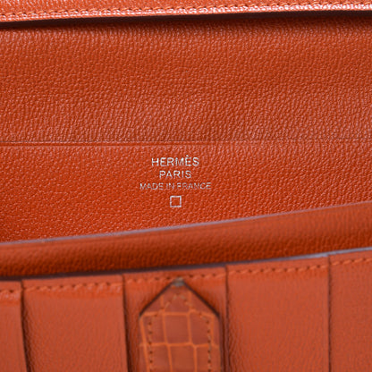 Hermes Shiny Alligator Bearn Wallet Orange 6 of 10