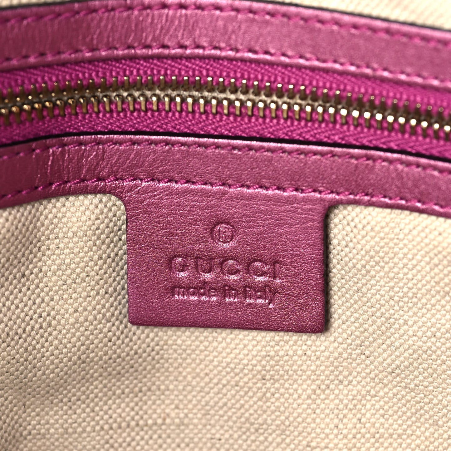Metallic Soft Guccissima Large Heart Bit Charm Top Handle Tote Fresia Rose