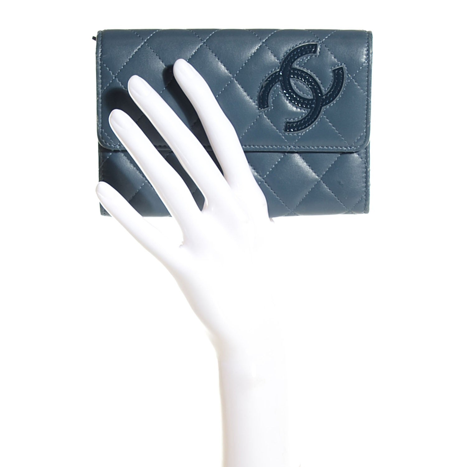 Chanel Calfskin Quilted Short Flap Wallet Blue 2 of 9