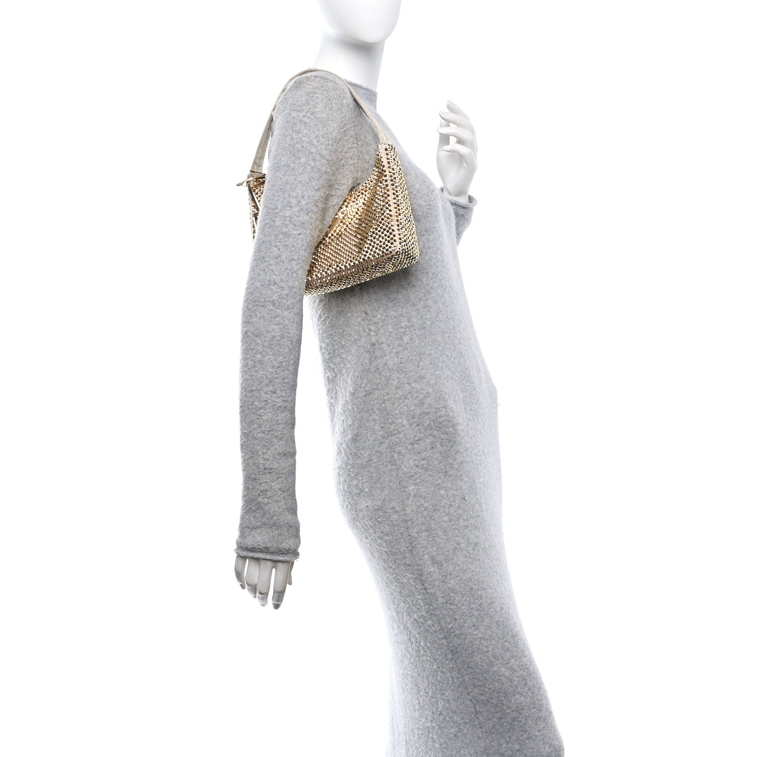 Prada Satin Crystal Mini Re-Edition 2000 Bag Platino 2 of 11