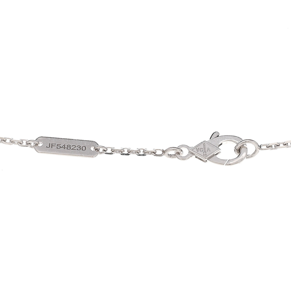 Van Cleef & Arpels 18K White Rose Gold Diamond Guilloche Vintage Alhambra Pendant Necklace 5 of 6