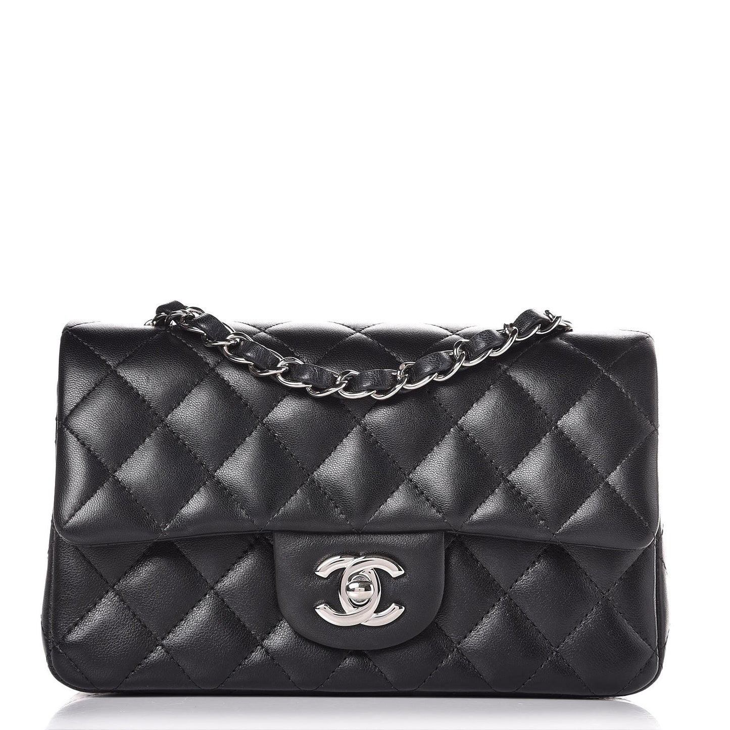 Lambskin Quilted Mini Rectangular Flap Black