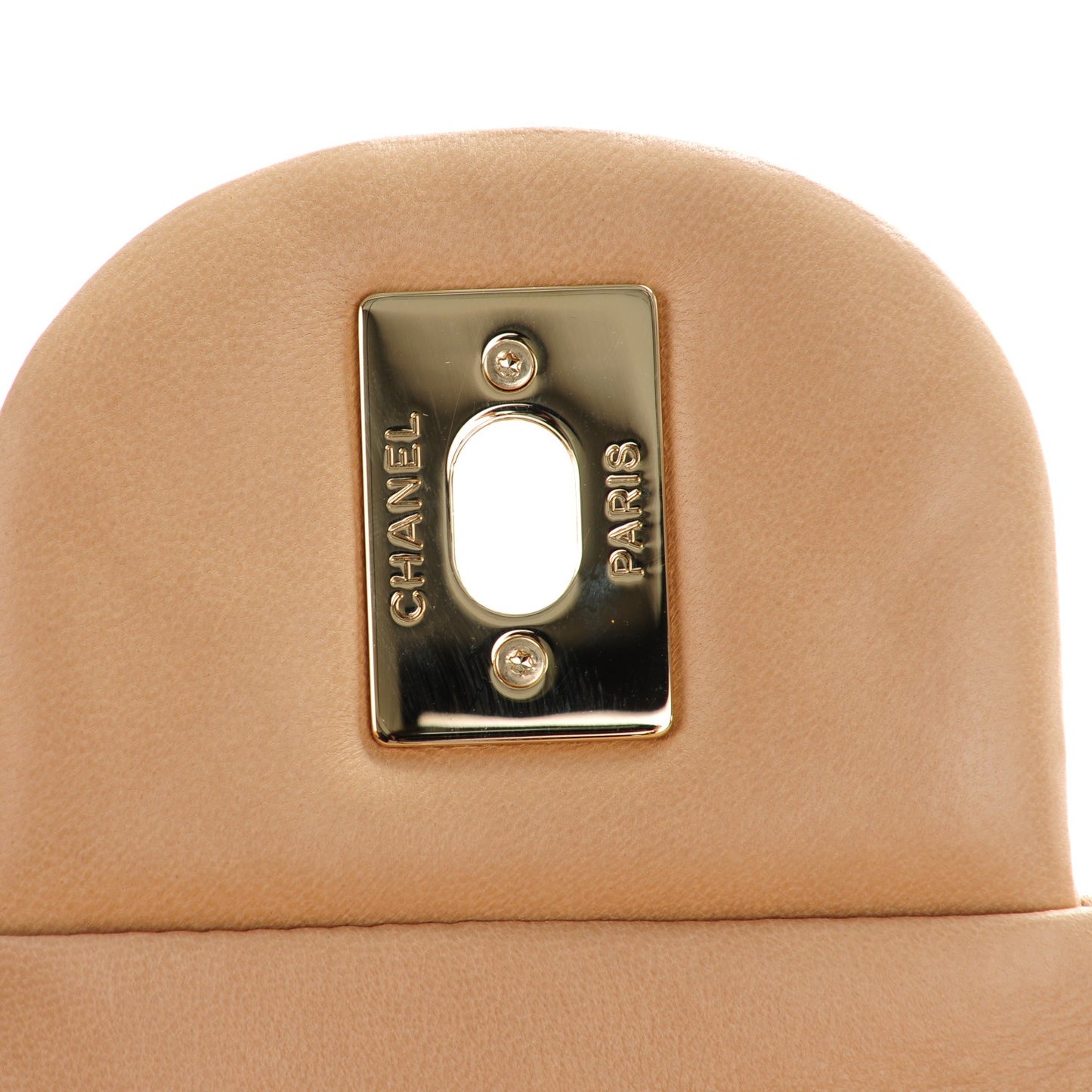 Lambskin Quilted Maxi Single Flap Beige