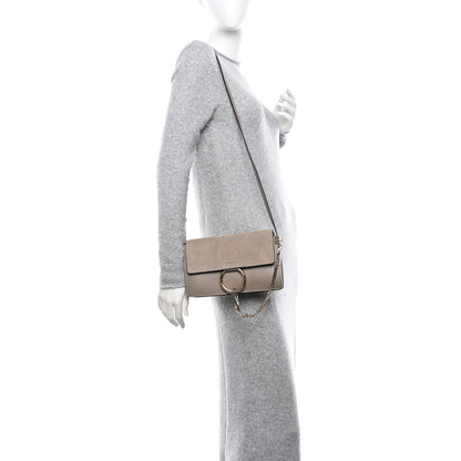 Chloe Suede Calfskin Small Faye Shoulder Bag Motty Grey 2 of 11