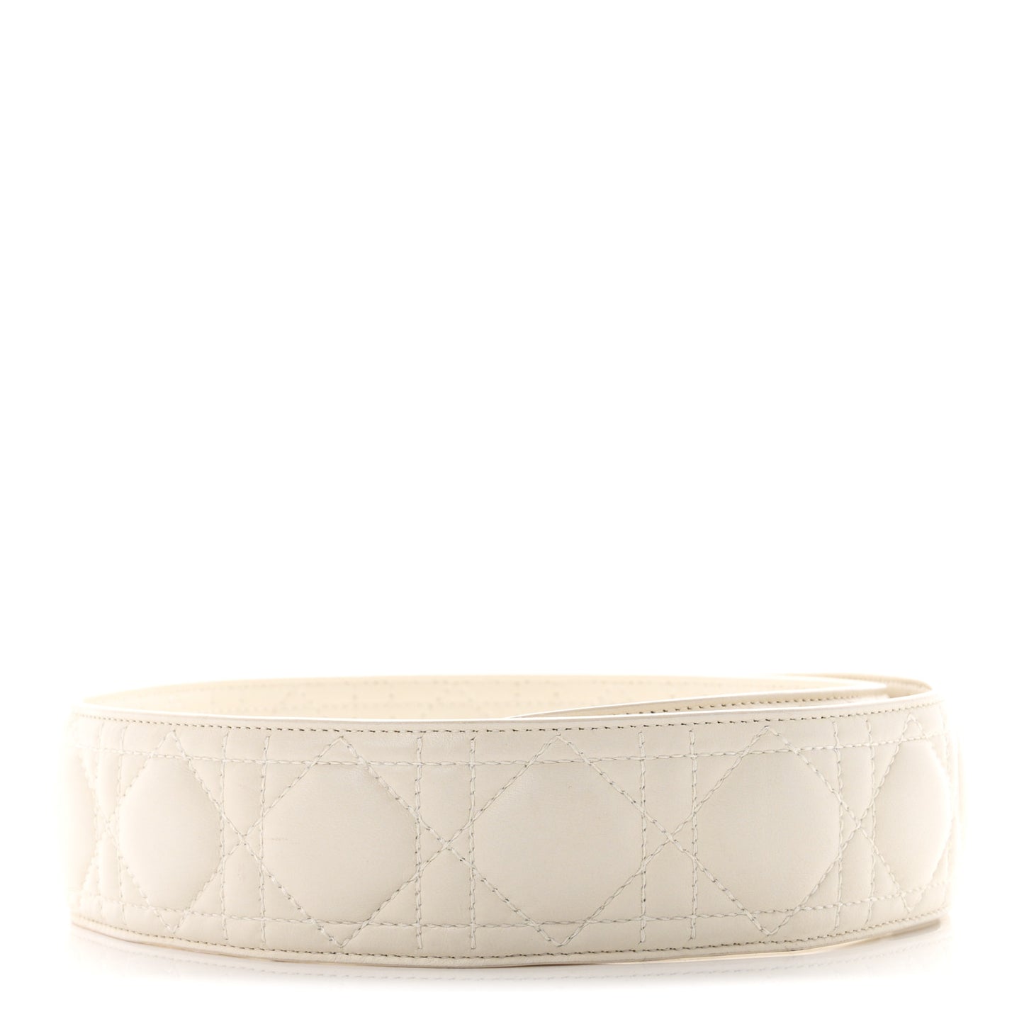Lambskin Cannage Shoulder Strap White