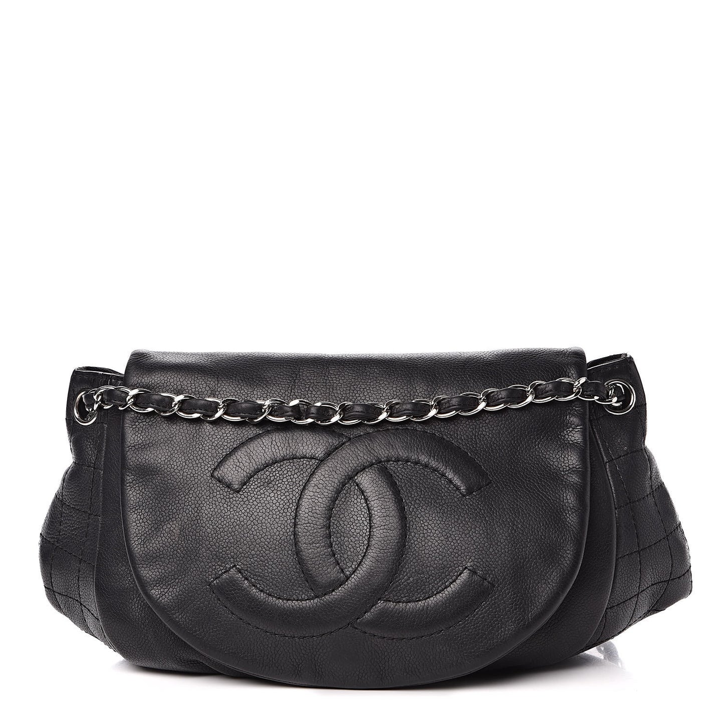 Caviar Half Moon Large Flap Black