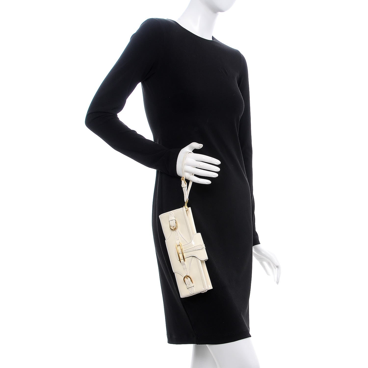 Jimmy Choo Patent Calfskin Tulita Clutch Off White 2 of 10