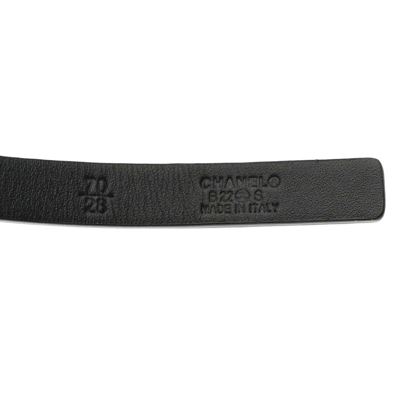 Calfskin Metal CC Chain Belt 70 28 Black White