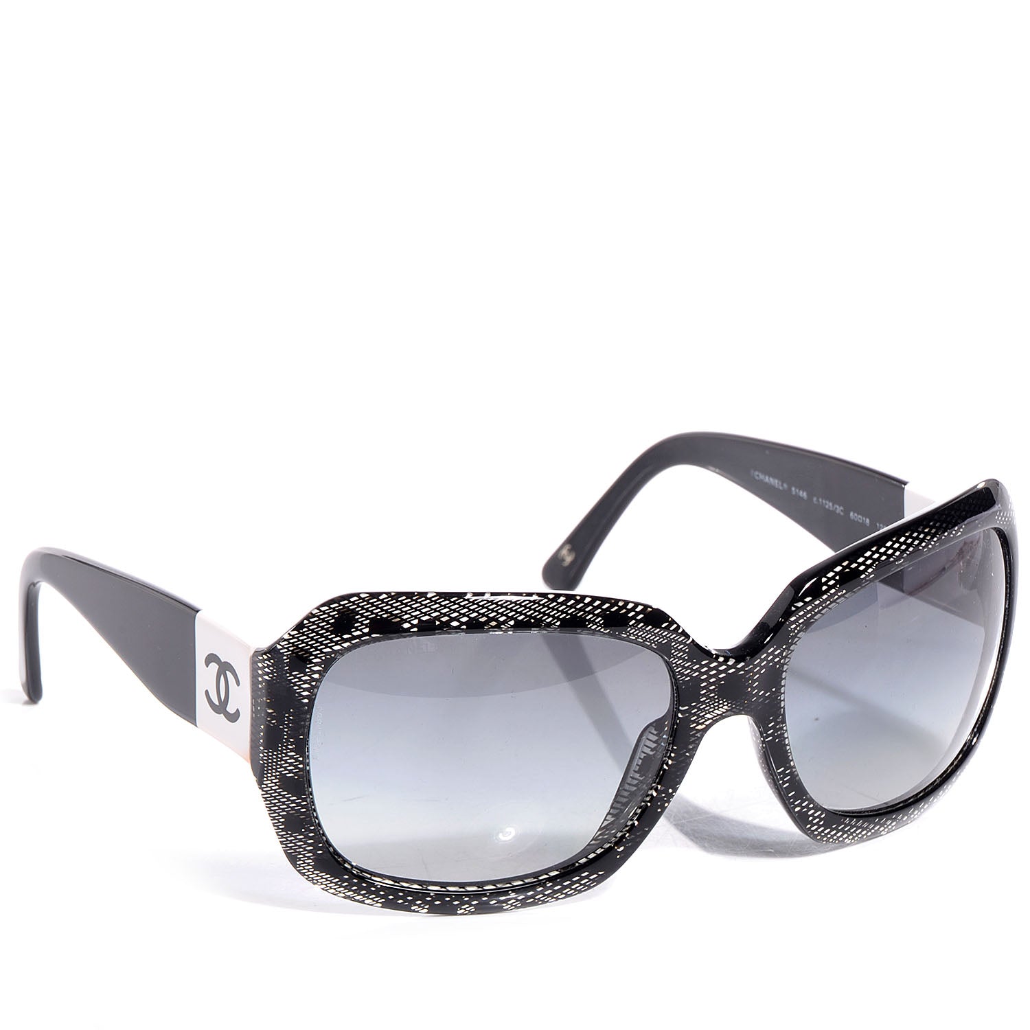 Chanel Acetate CC Lace Effect Sunglasses 5146 Black White 3 of 5