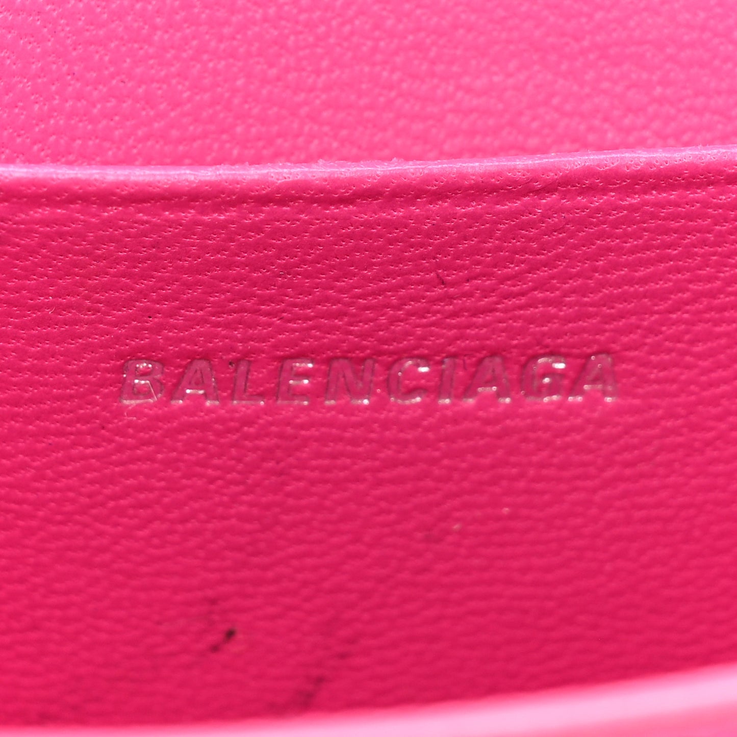 Grained Calfskin Tonal B Hourglass Top Handle Bag Mini Fuchsia