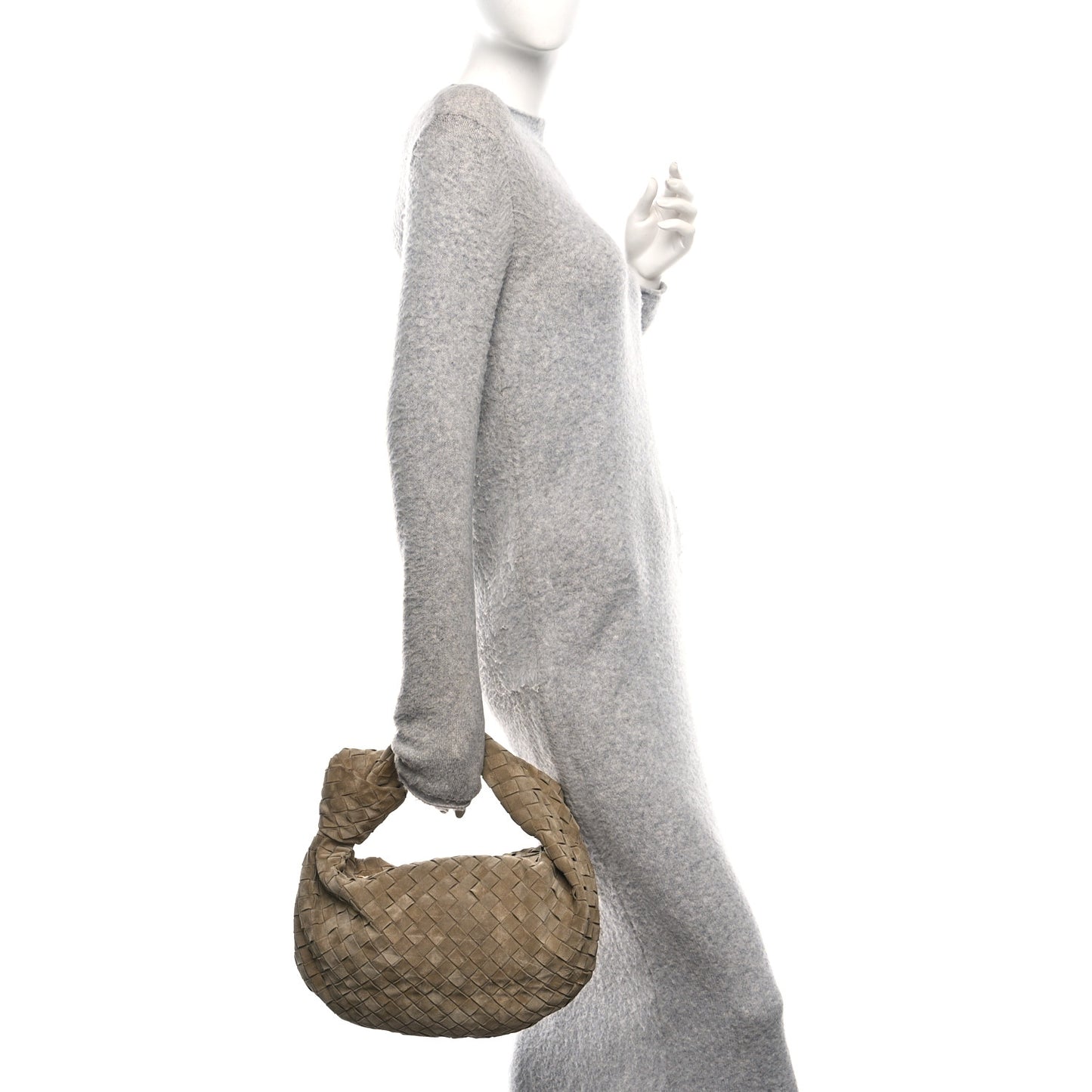 Suede Calfskin Intrecciato Teen Jodie Hobo Beige