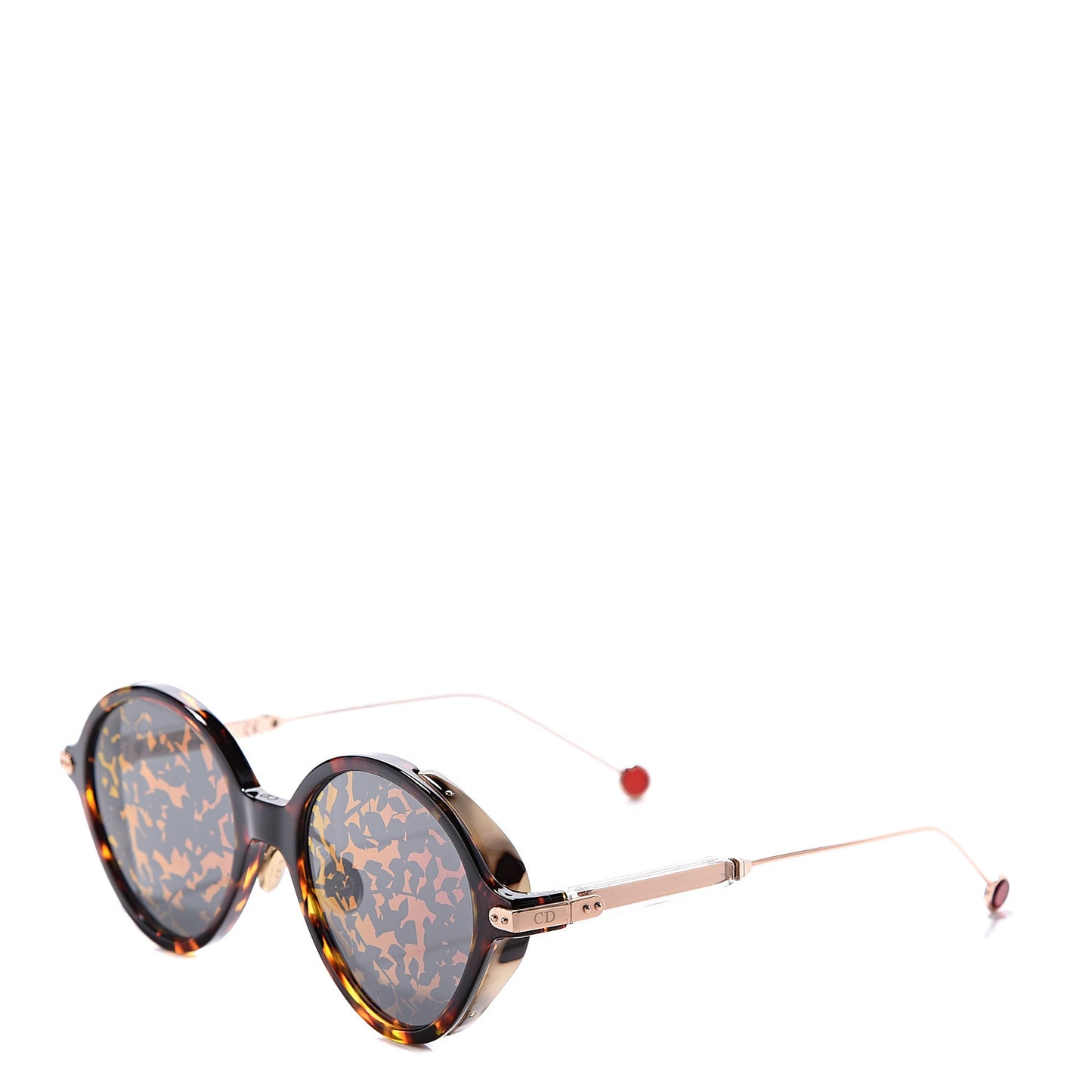 Acetate Leaf Print Umbrage Round Sunglasses Pink Foliage