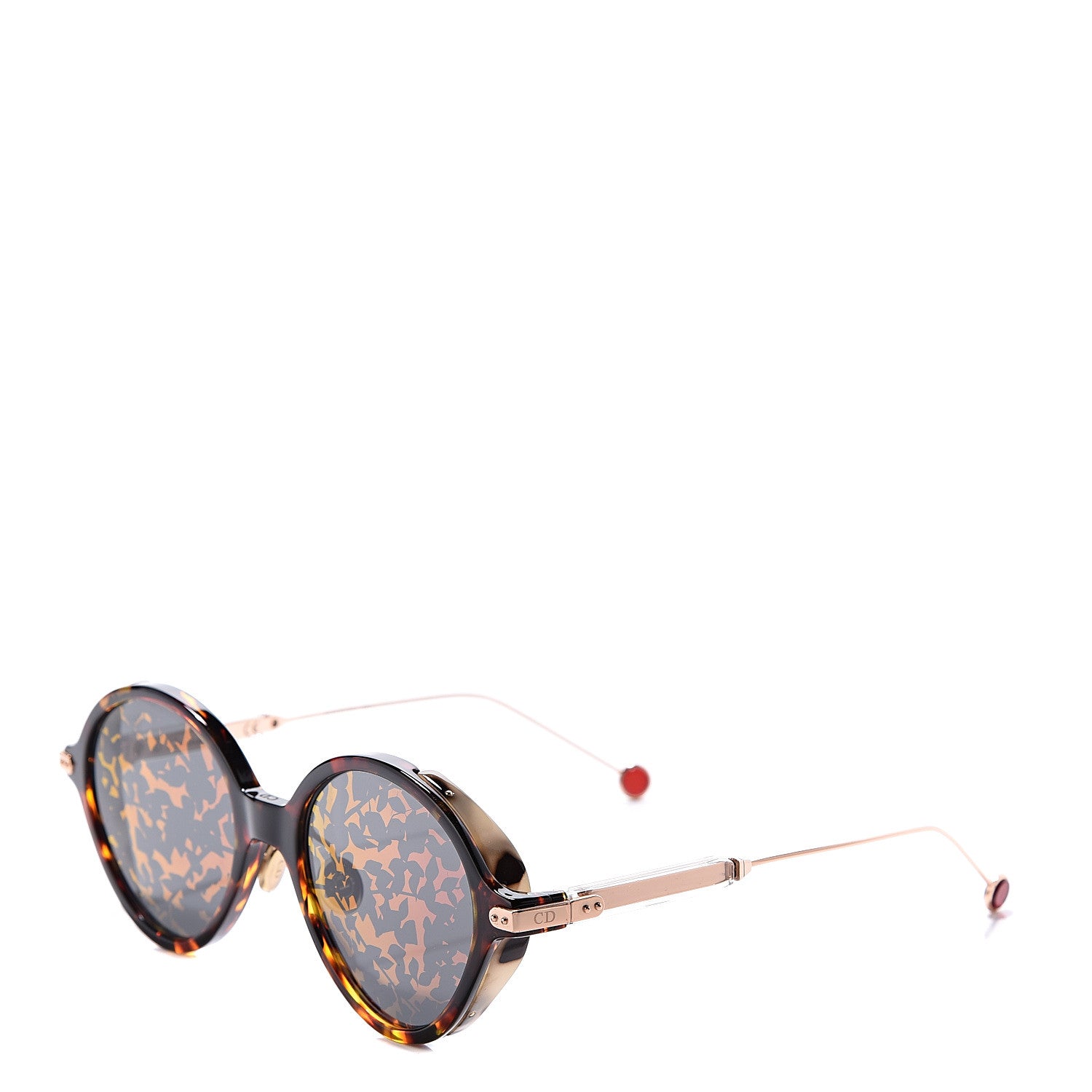 Christian Dior Acetate Leaf Print Umbrage Round Sunglasses Pink Foliage 1 of 7