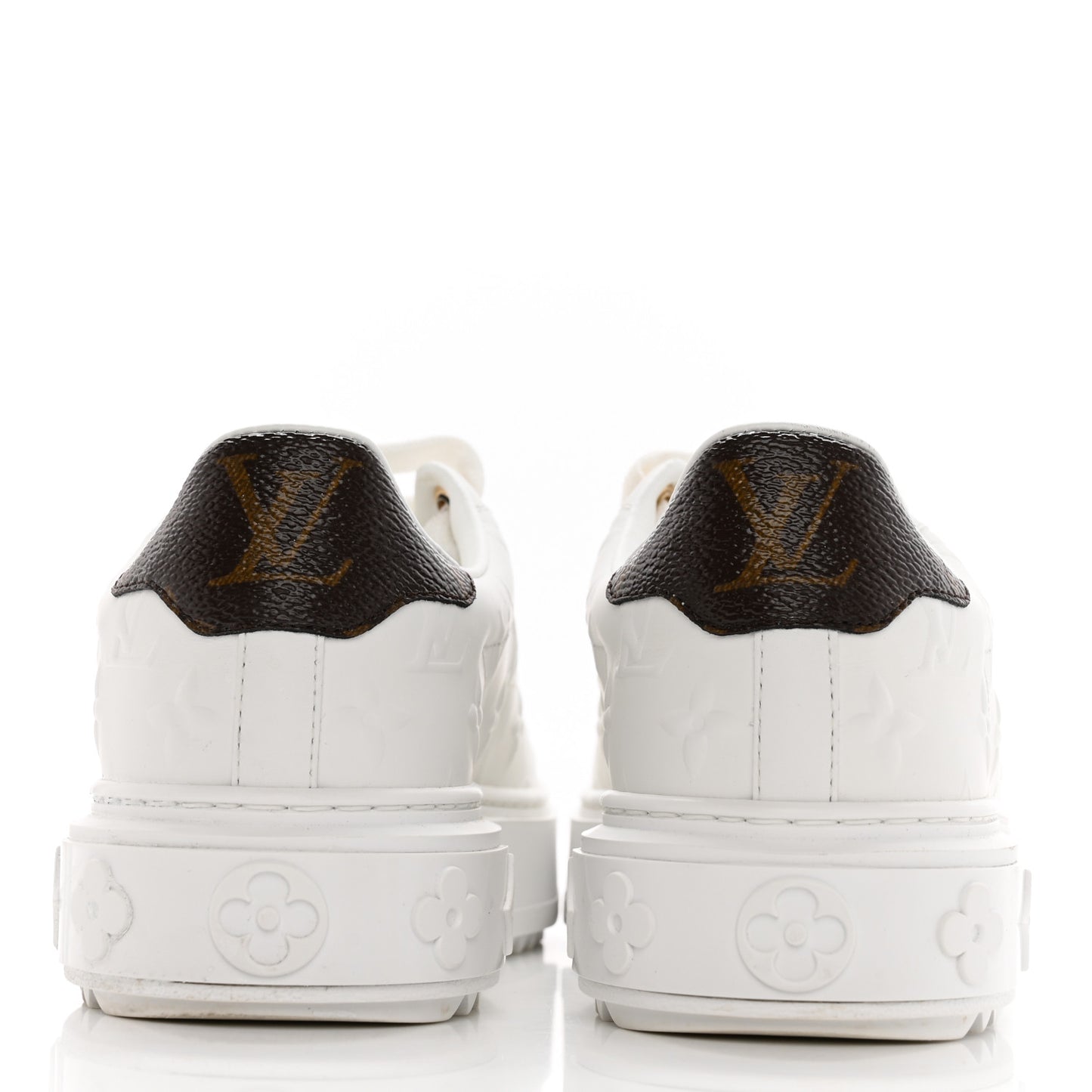 Lambskin Embossed Monogram Time Out Sneakers White