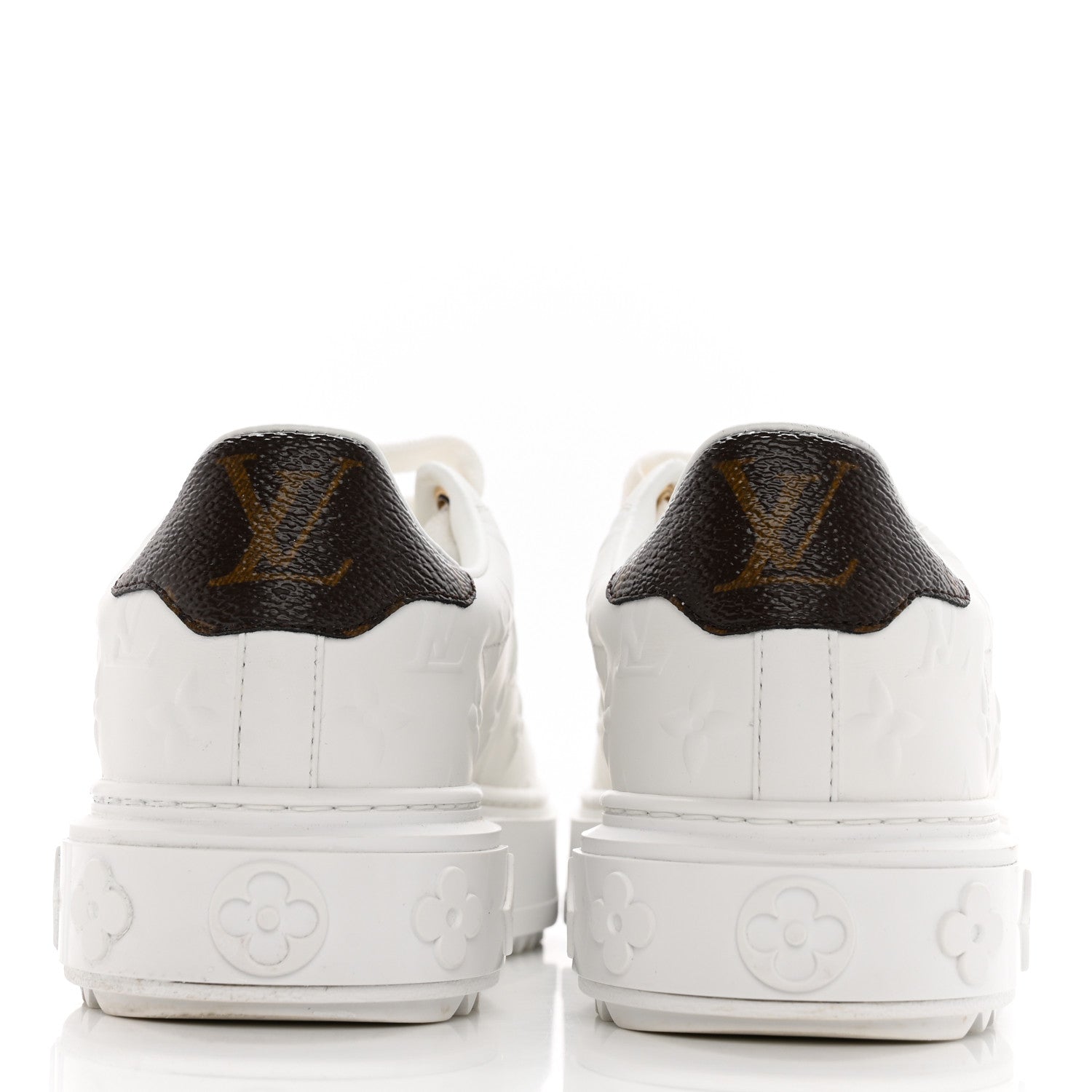 Louis Vuitton Lambskin Embossed Monogram Time Out Sneakers White 4 of 22
