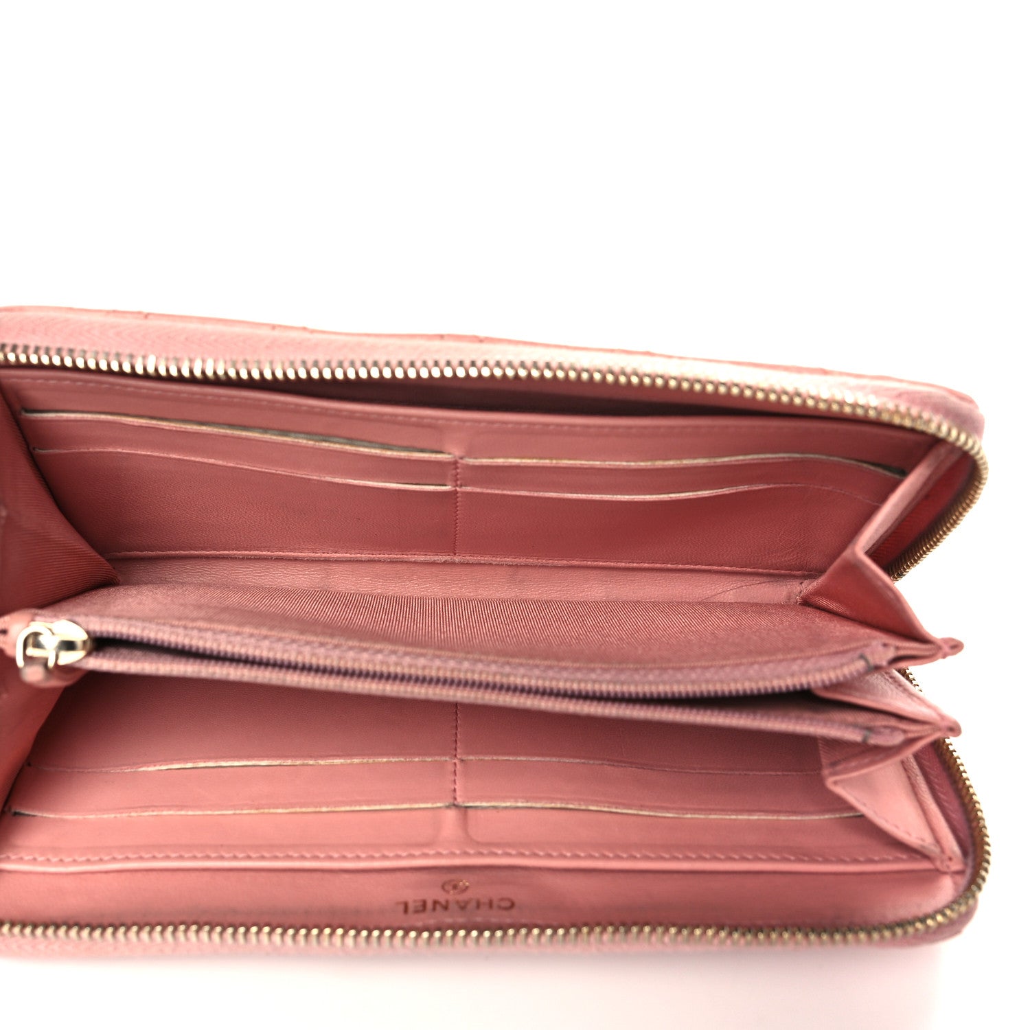 Chanel Lambskin Quilted Large Gusset Zip Around Wallet Light Pink 5 of 10