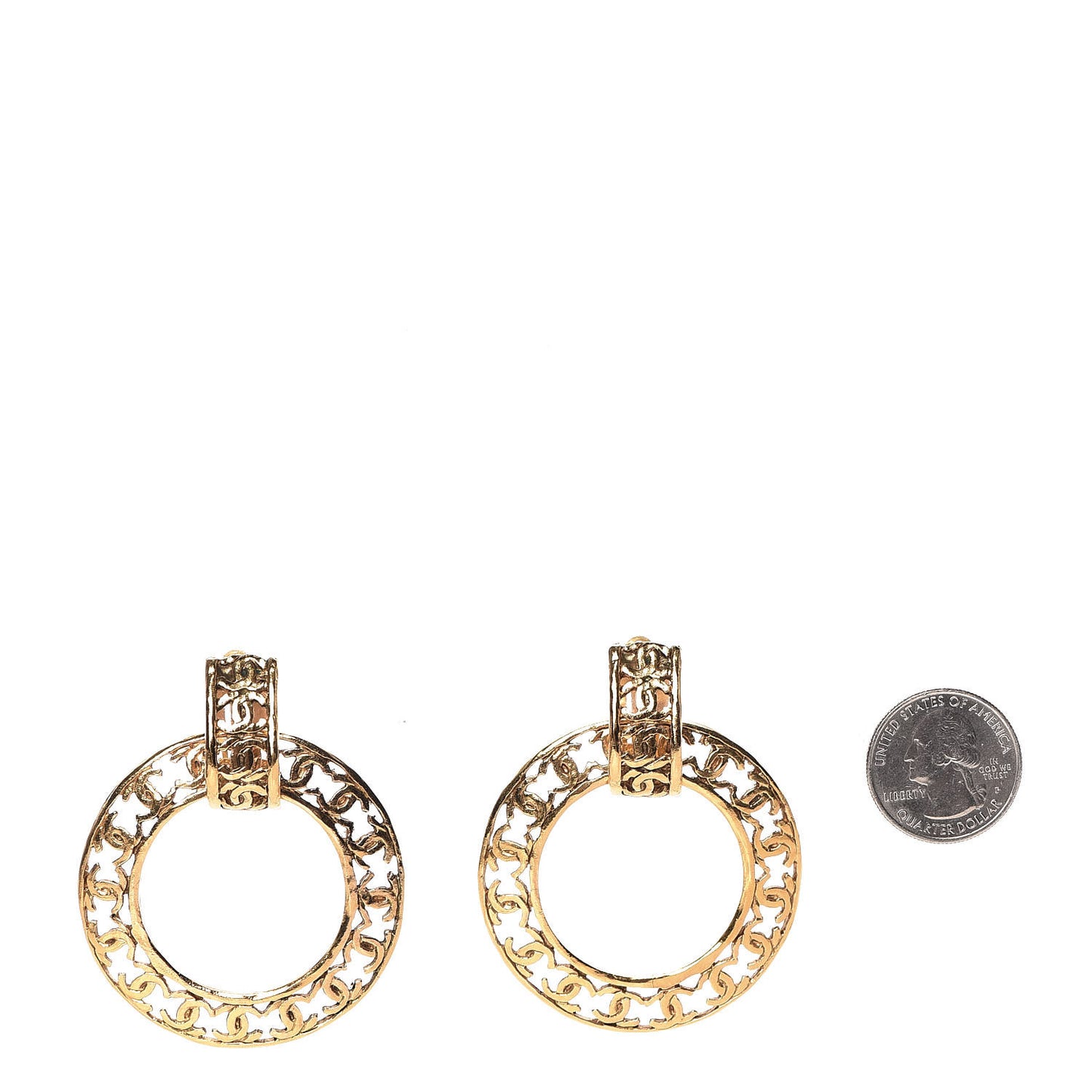 CC Hoop Clip On Earrings Gold