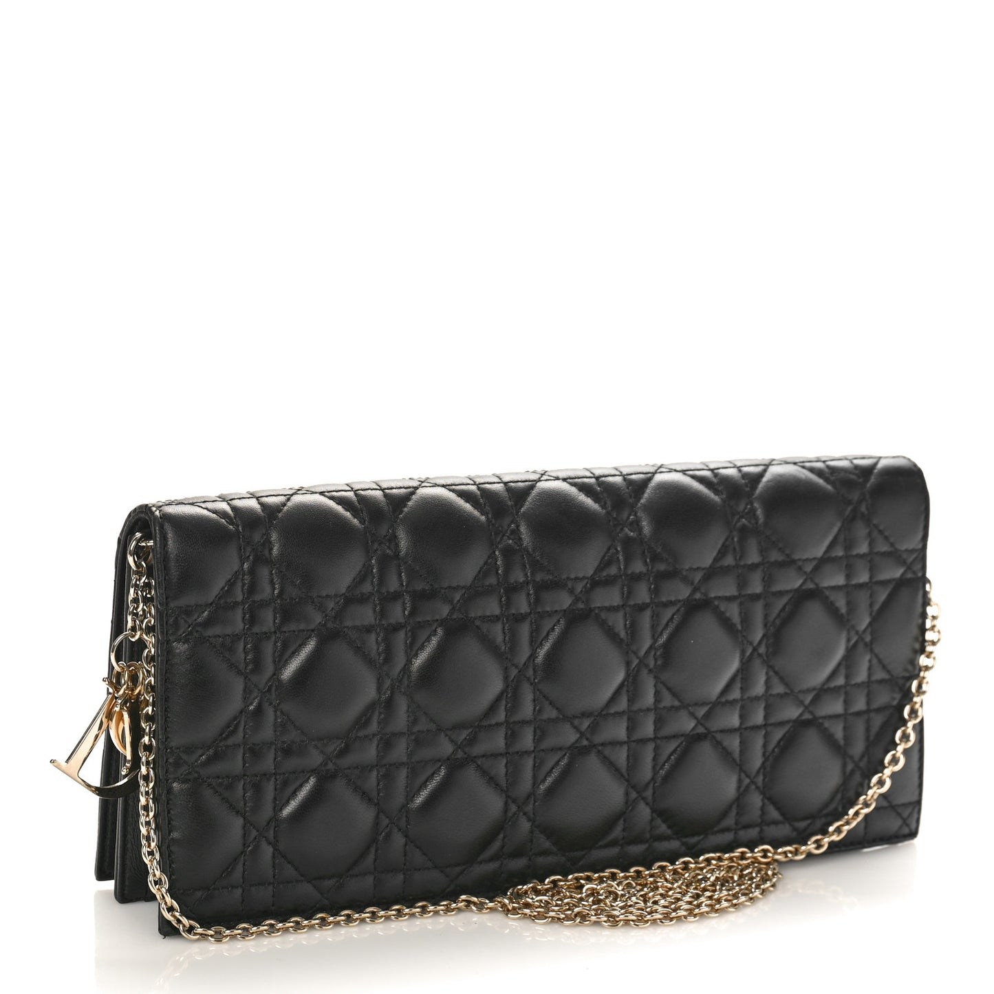 Lambskin Cannage Lady Dior Convertible Clutch Black