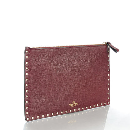 Valentino Garavani Pebbled Calfskin Large Rockstud Zip Pouch Rubin 3 of 8