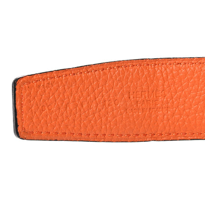 Hermes Box Togo 32mm H Belt 80 32 Black Orange 5 of 7