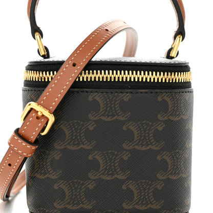Celine Triomphe Canvas Calfskin Mini Vanity Case Tan 8 of 11
