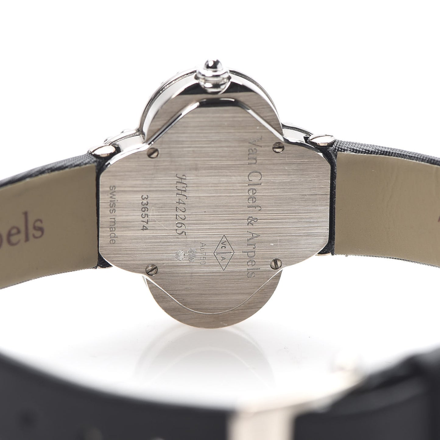 18K White Gold Satin Mother of Pearl 26mm Alhambra Quartz Watch