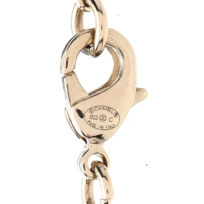 Chanel Metal Pearl CC Hoop Drop Pendant Necklace Gold 6 of 7