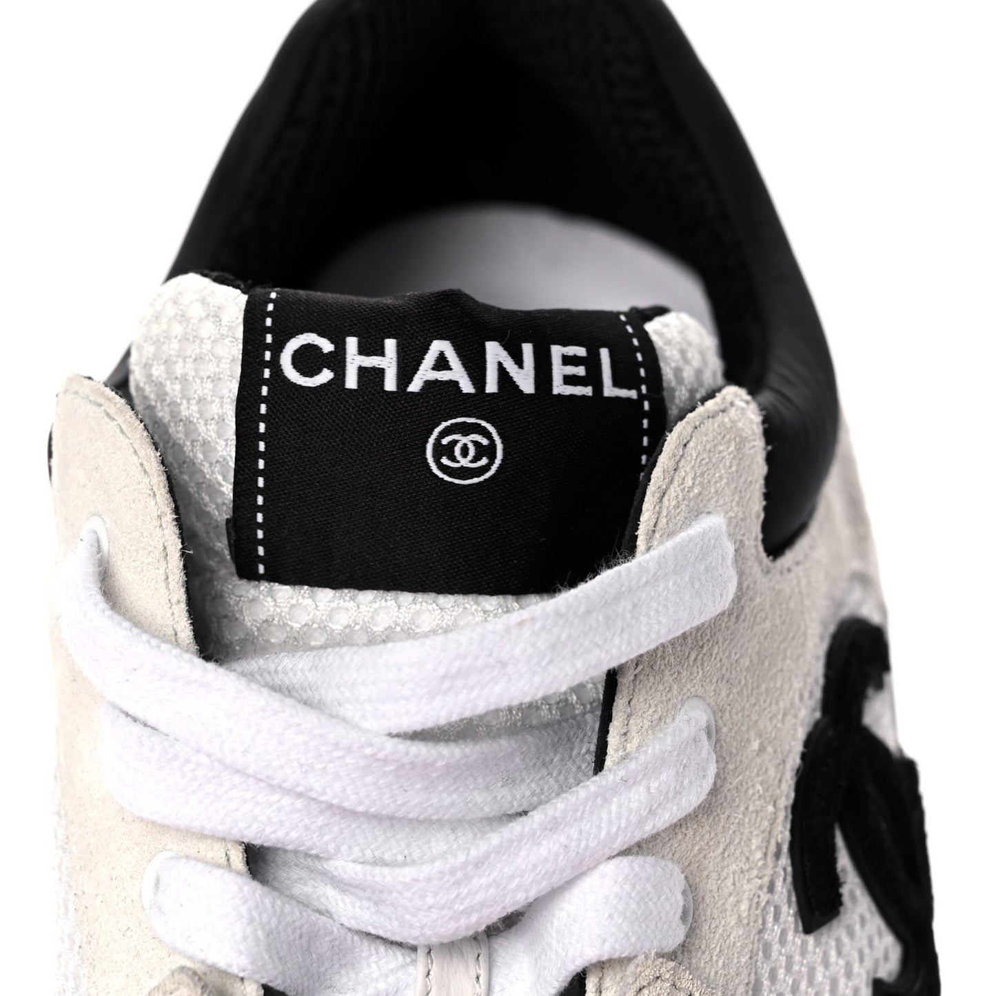 Mesh Suede Calfskin Grained Calfskin Womens CC Sneakers 41 White Black