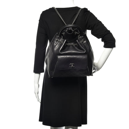 Chanel Calfskin Stitched Large Urban Luxury Drawstring Backpack Black 2 of 11