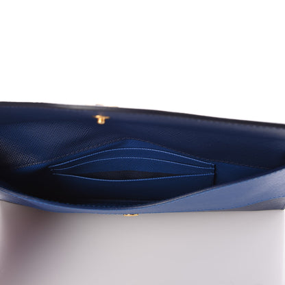 Prada Saffiano Bi-Color Envelope Wallet Bluette Azzurro 5 of 9